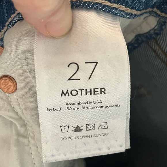 MOTHER High Waisted Rider Skimp Straight Leg Jeans Bloom and Doom Blue 27 - Picture 9 of 10